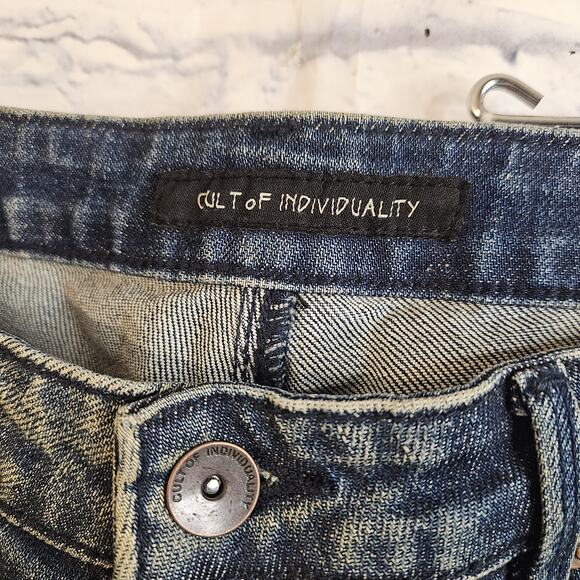 Cult of Individuality Jeans Womens 29 Blue Metro Teaser Grunge Biker - Picture 3 of 6